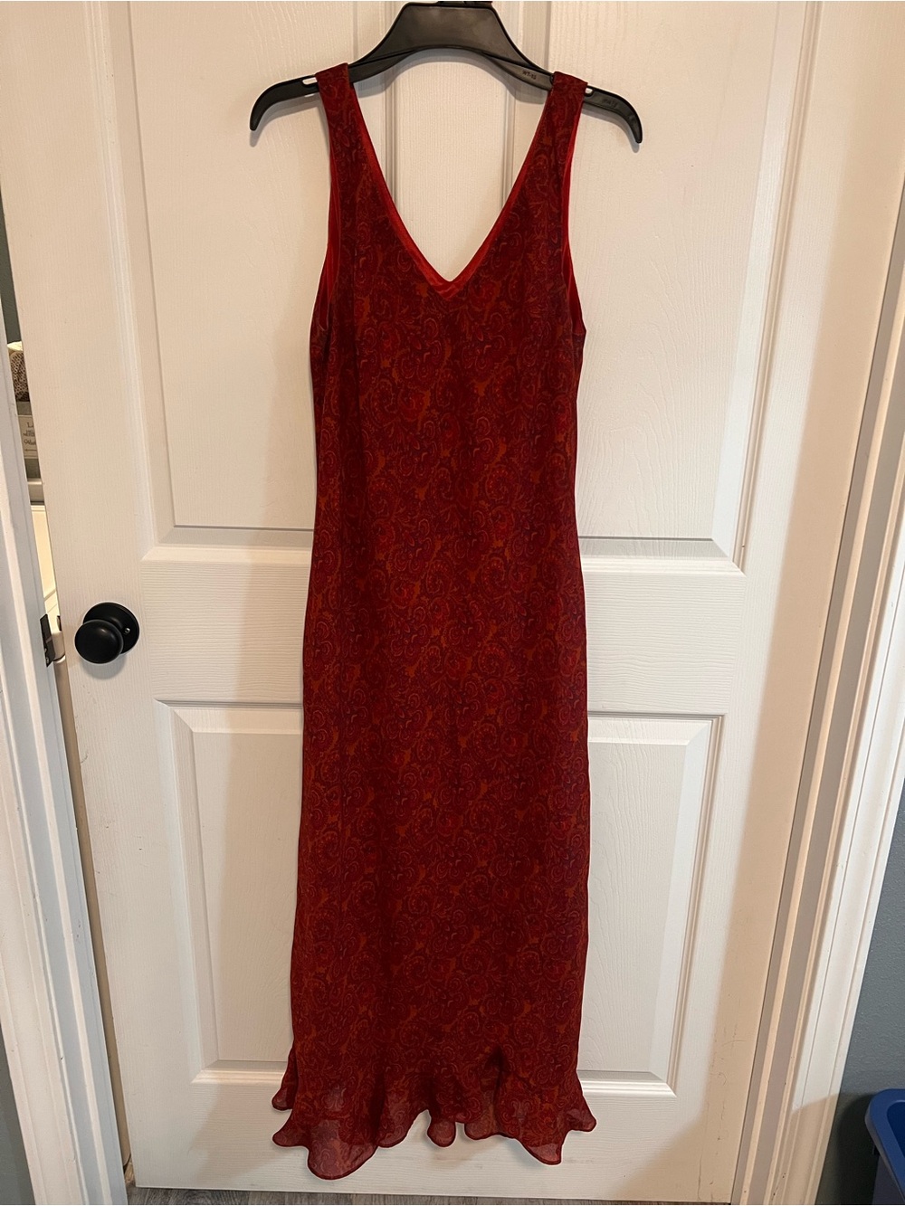 VTG 90s Whimsigoth Fairy Grunge Positive Attitude Red Paisley V-Neck Maxi Dress